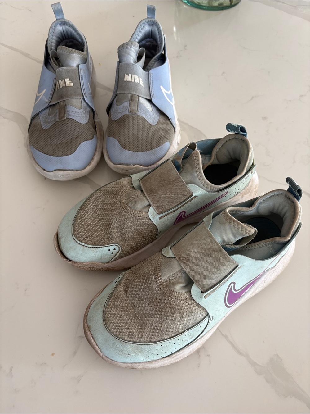 Nike Kids Slip-On Sneakers in Mint and Light Blue set of 2 sizes 3.5 and 4